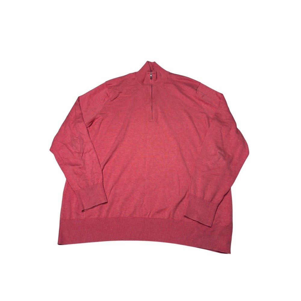 Brooks Brothers Mens XL Pink Supima Cotton Quarter Zip Pullover Sweater 10992